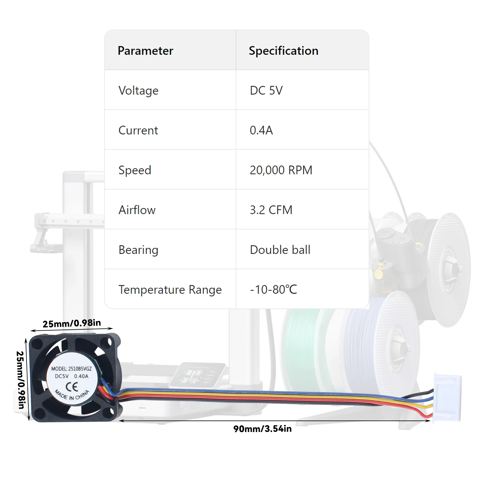 For Bambu-Lab/A1/ A1 mini Upgraded Hotend Cooling Fan Fast Cooling Fan 2pcs  For 3D Printer Parts