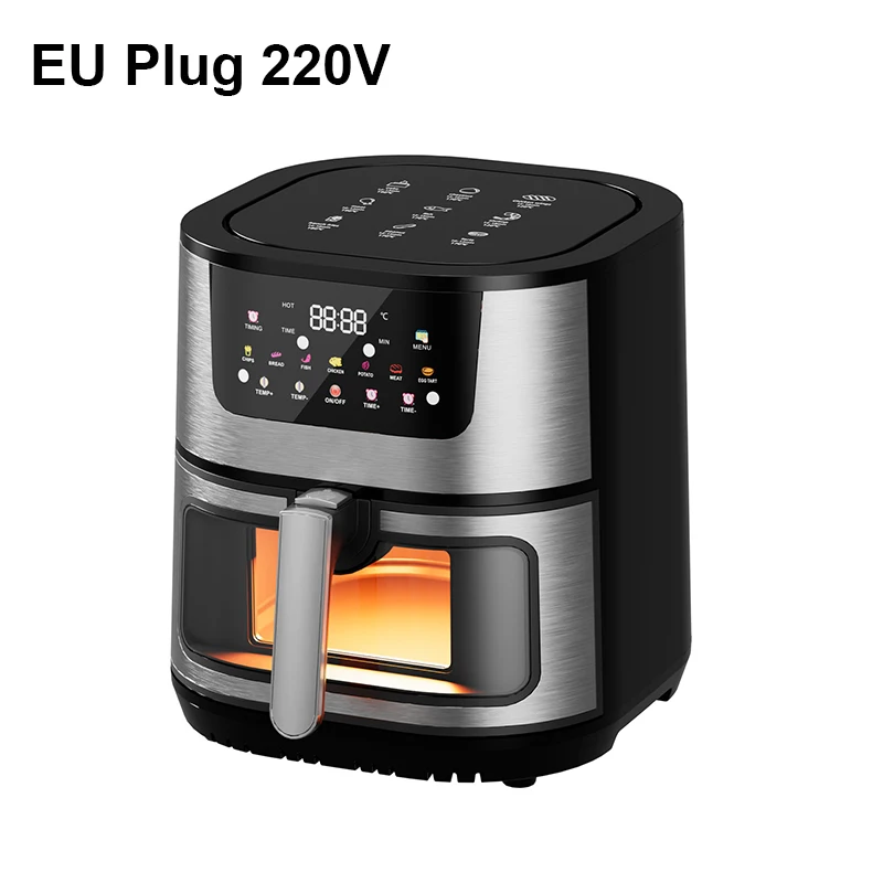 Frytkownica Beztłuszczowa 2800W Elektryczna Frytkownica z Timerem, Duża Pojemność 8L, Okienko Przeglądowe z Cyfrowym Wyświetlaczem Dotykowym do Kuchni — 2