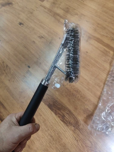 Stainless steel grill cleaning brush, outdoor BBQ grill wire brush with scraper, grill accessories, picnic tools photo review