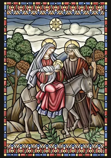 

2024Stained Glass Nativity - Counted Cross Stitch Kits - DIY Handmade Needlework Embroidery 14 CT Aida Sets DMC Color