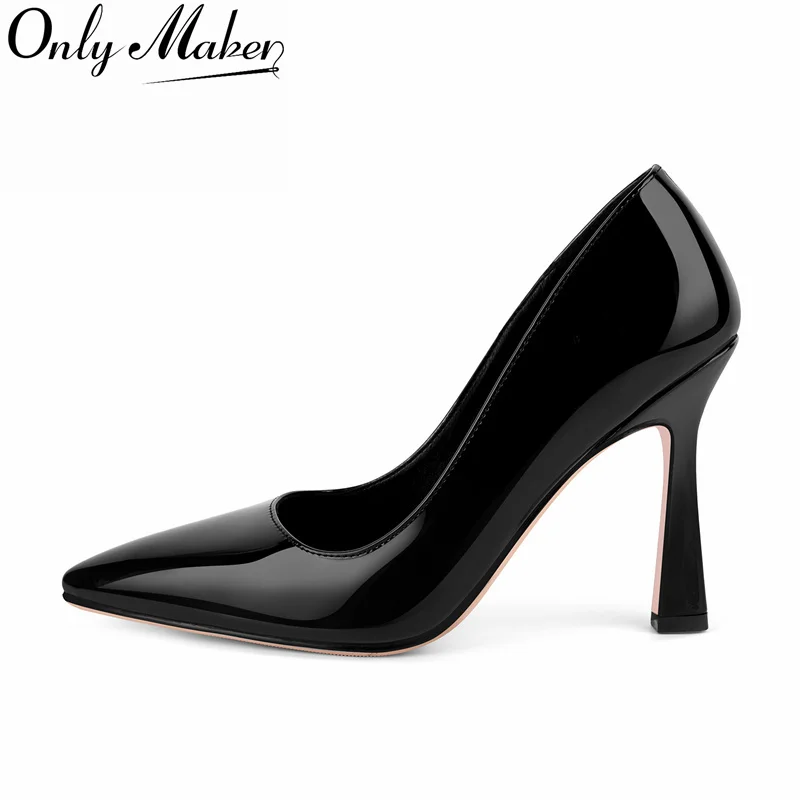 

Onlymaker Women Pointed Toe Patent Leather Pumps High Heeled Big Size Slip On Office Dress Stiletto Classic Pumps Heels