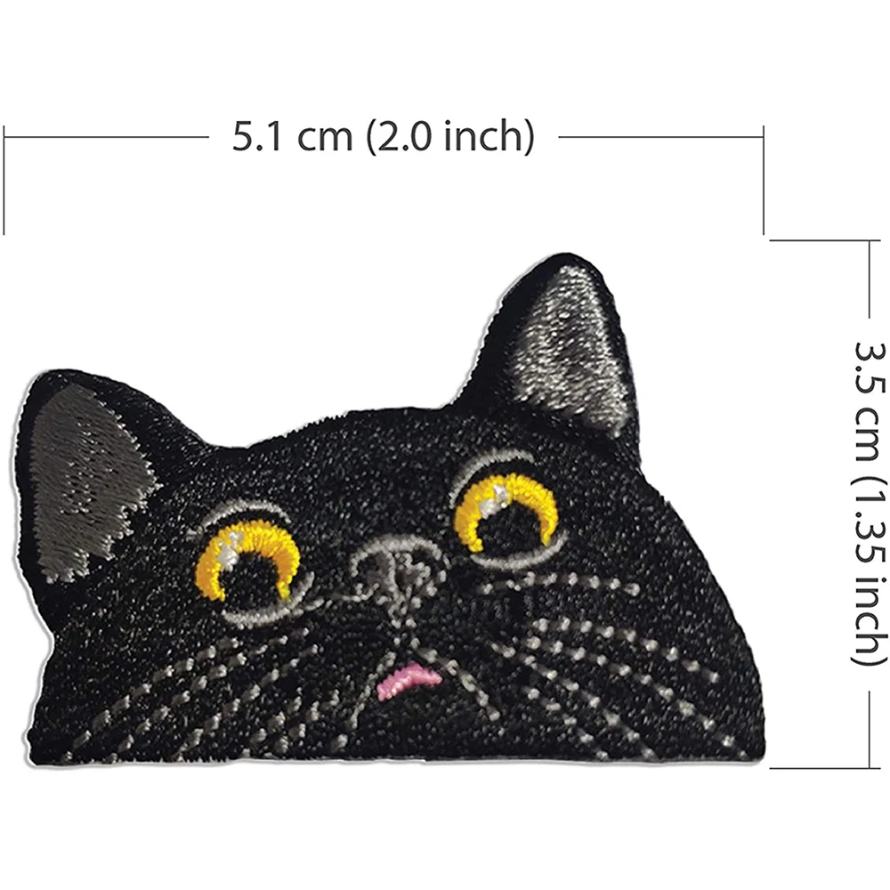 Black Bombay Kitten Cat Embroidered Patch Applique Accessories Clothing T-shirt Hats Bags Iron on Sew on Decoration DIY Custom