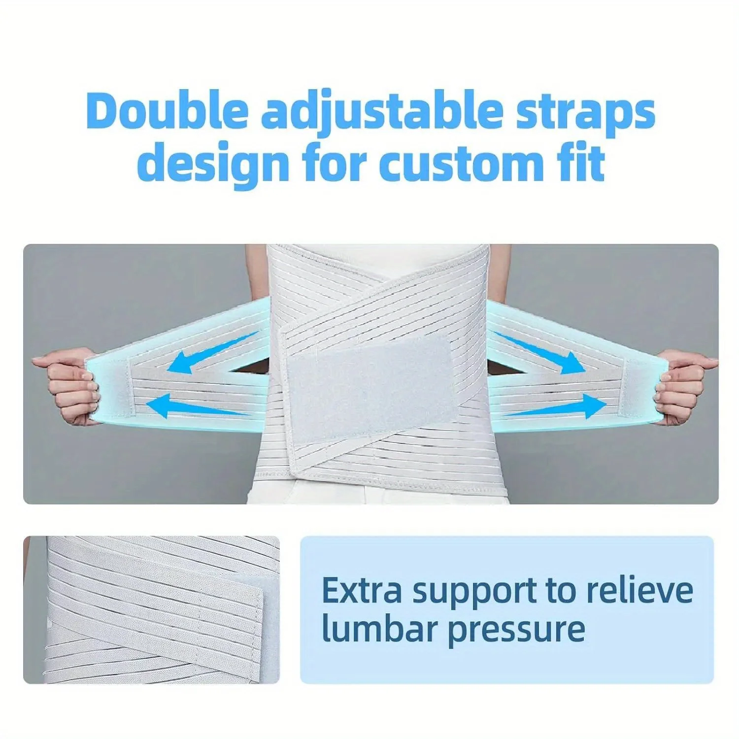 دعامة ظهر داعمة للفقرات القطنية قابلة للتعديل - حزام دعم للخصر السفلي للبطن مع لفافة ضغط