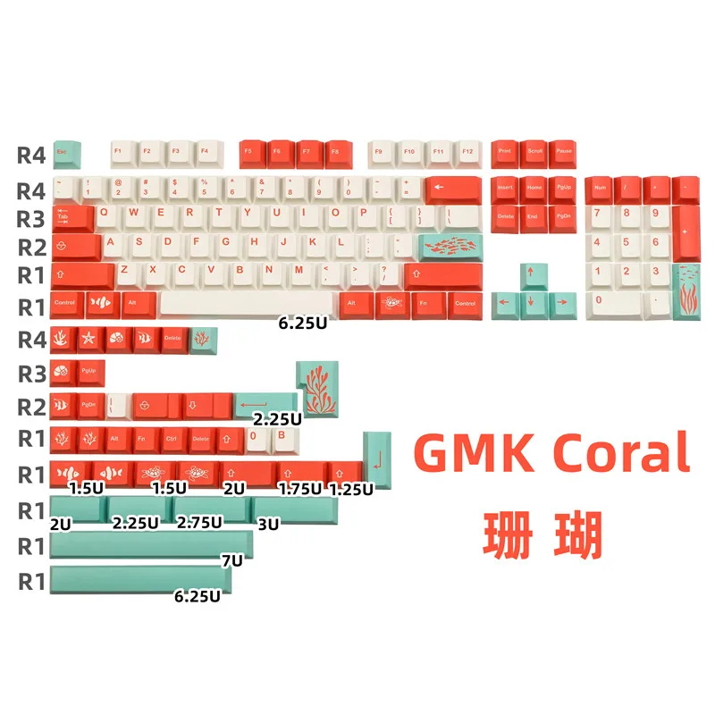 

Колпачки клавиш GMK кораллового цвета, колпачки клавиш PBT с 140 клавишами, колпачки клавиш вишневого профиля, персонализированные колпачки клавиш GMK для механической клавиатуры