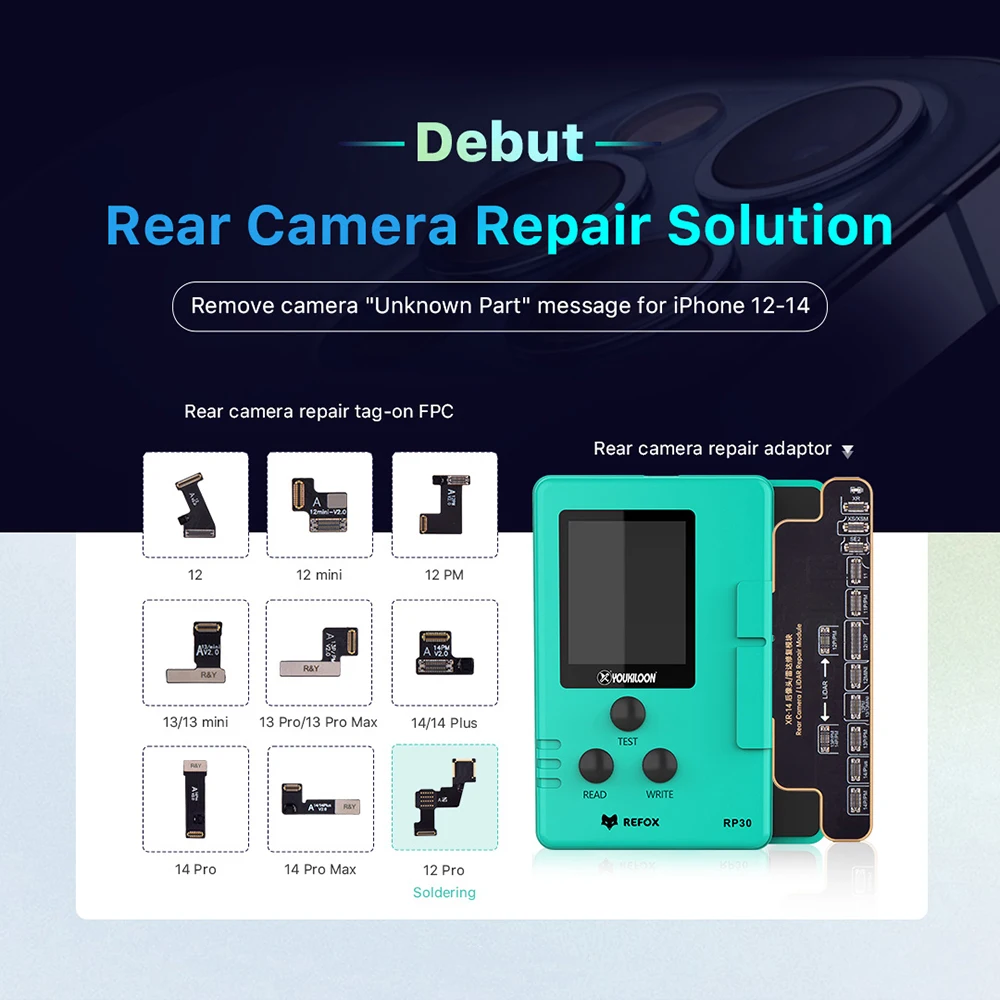 REFOX RP30 Rear Camera LiDAR Repair Module/Tag-on Flex Cables For iPhone 12 13 14pro 14 pro max To Solve Pop-up Window Issues