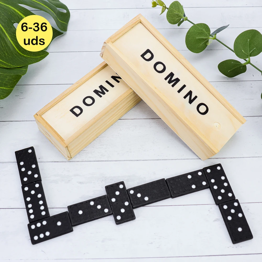 6-36 pcs/lot of dominoes board game, Black chips in wooden box, dominoes for children and adults, family games, details to give to guests, original gifts to give, gift Store