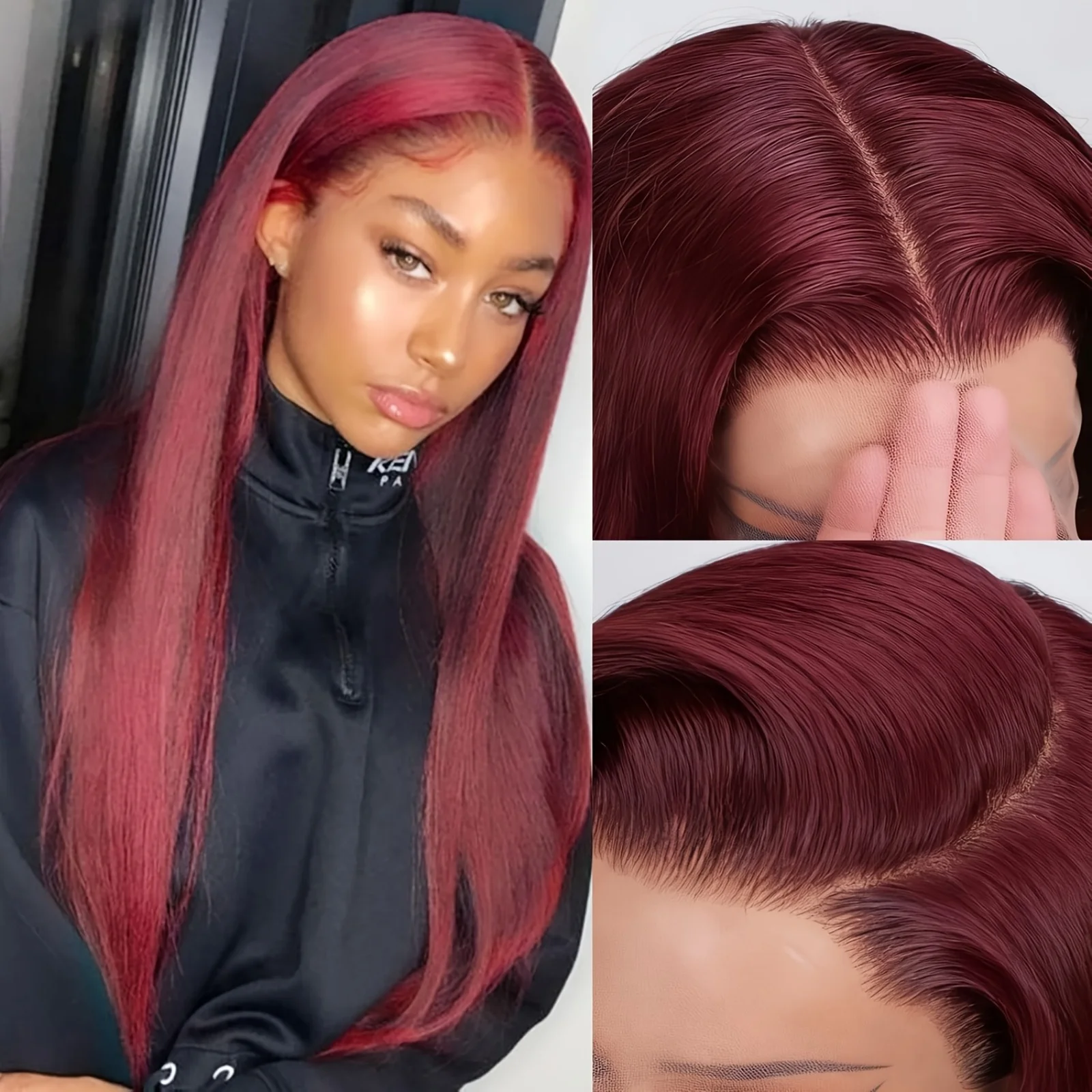 Parrucche con frontale in pizzo HD, capelli umani, colore 99J bordeaux, liscie, senza colla, in offerta, 13x4, 13x6, densità 250%, pre-pizzicate, pronte da indossare, per donne di colore