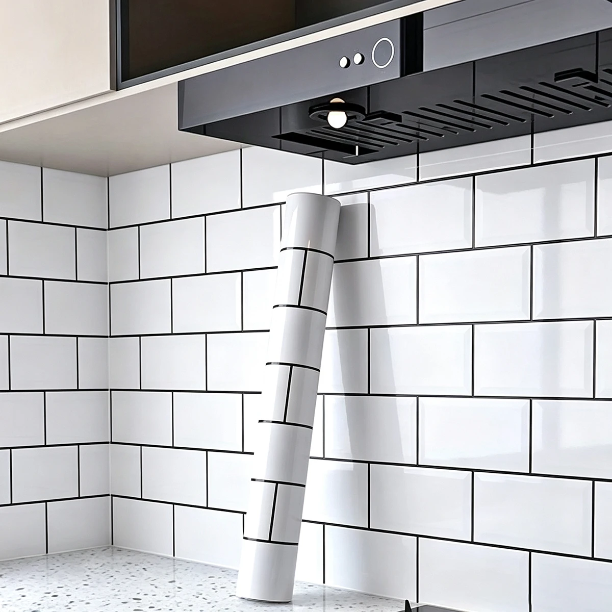 Grid-Pattern Decorative Wall Sticker Moisture-Proof And Mold Resistant Self Adhesive Wallpaper For Cabinets And Home Decor.