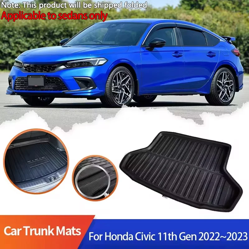 

Car Trunk Mats for Honda Civic 11th Gen FE FL 2022 2023 Rear Trunk Boot Liner Cargo Pad Floor Tray Carpet Accessories Waterproof