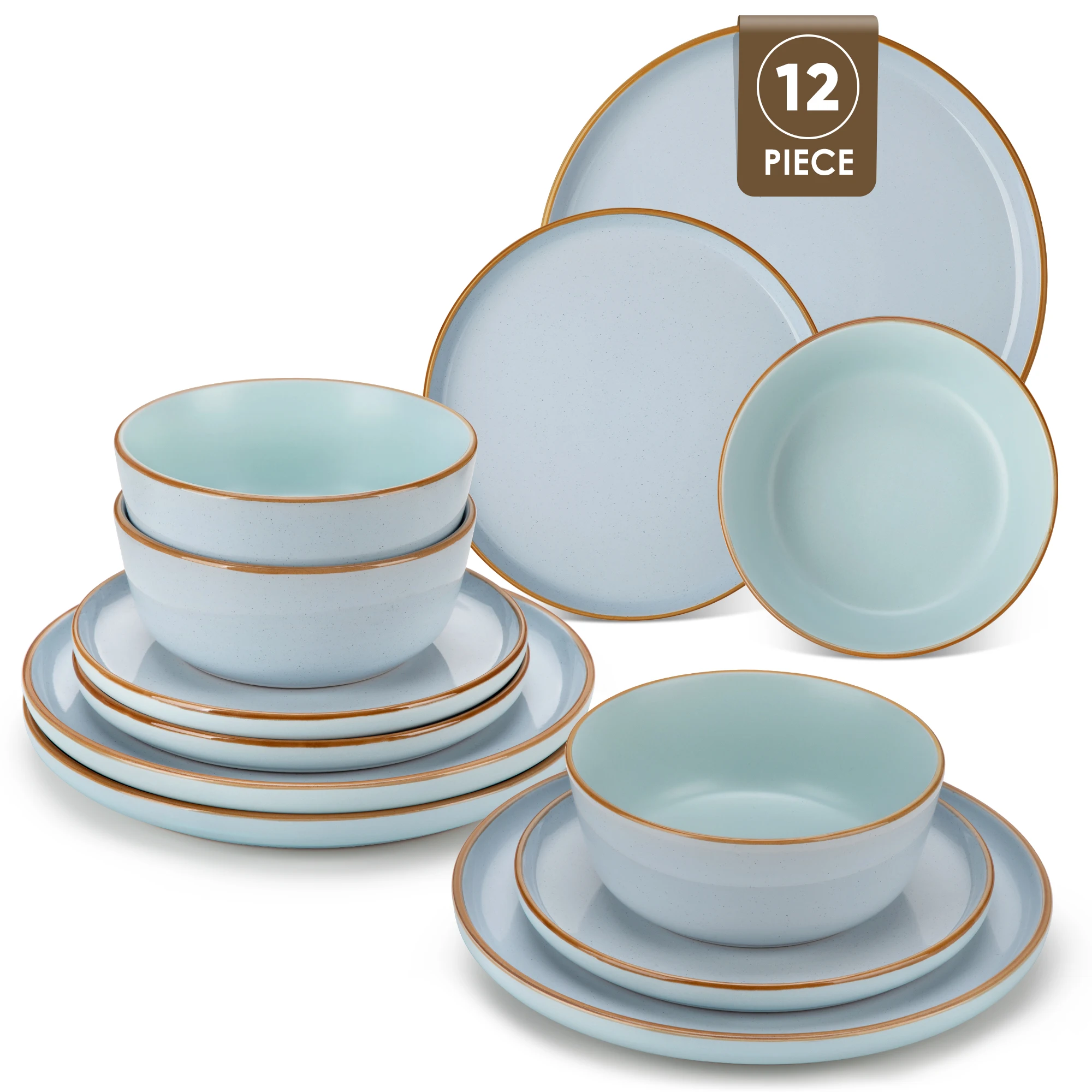 vancasso RENO 12/24-delige steengoed serviesset borden servies reflecterende glazuur multicolor met 4 stuks diner/dessert/schaal