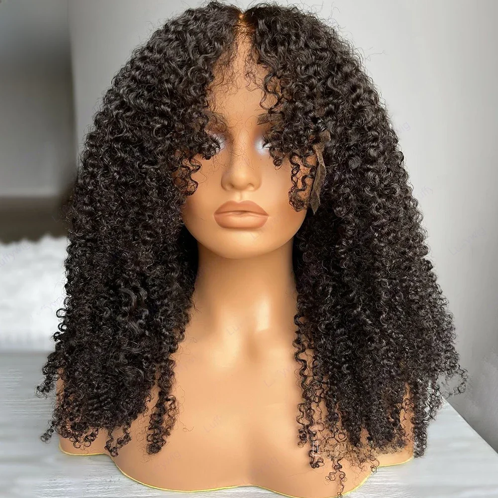 5X5 Pu Zijde Basis Scalp Top Pruik Afro Kinky Krullend Kant Voorkant Pruik Menselijk Haar Pre Geplukt Krullend 13X6 Lace Frontale Pruik Met Baby Haar - afbeelding 2