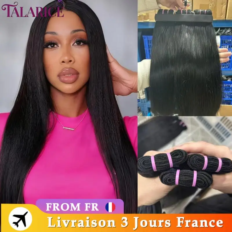 Tissage Cheveux Humains 15A Double Drawn Straight Human Hair Bundles Non Traités Raw Cheveux Humain 1/3/4 PCS Extension Cheveux Livraison 3 Jours France