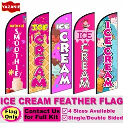Ice Cream Windless Feather Flag Single Double Sided Outdoor Smoothie Summer Sale Dessert Shop Advertising Swooper Beach Flag