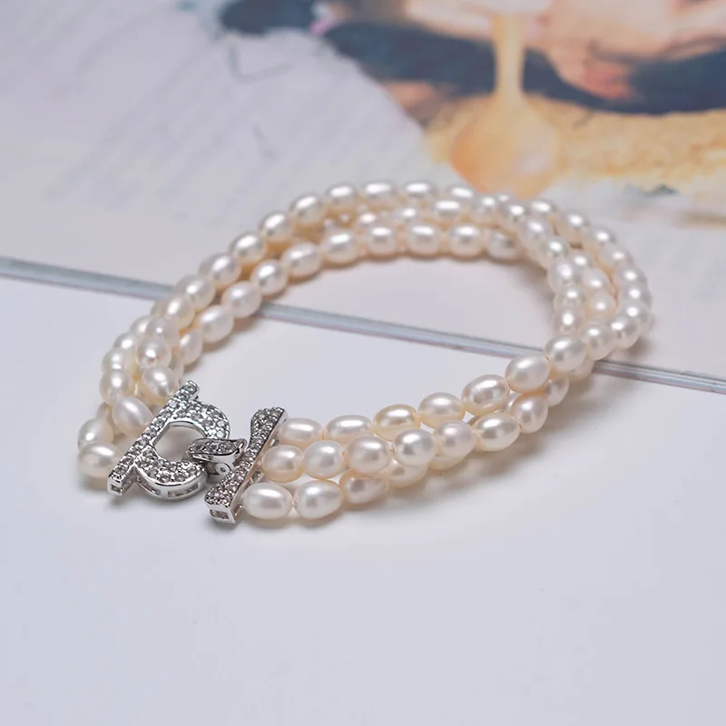 

Three Strands 5-6mm South Sea Rice Pearl Bracelet 7.5-8in Pretty Nice Gifts Please see more pictures