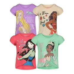 Disney Princess Belle Ariel Cinderella Summer Kids/Adult T-Shirt Girls Cute Cartoon Anime Crew Neck T-Shirt