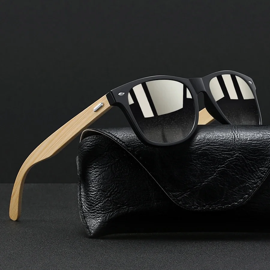 Mode Bamboe Hout Vintage Vierkante Zonnebril Houten Mannen Vrouwen Luxe Merk Designer Zonnebril Rijden Vissen UV400 Brillen - afbeelding 2