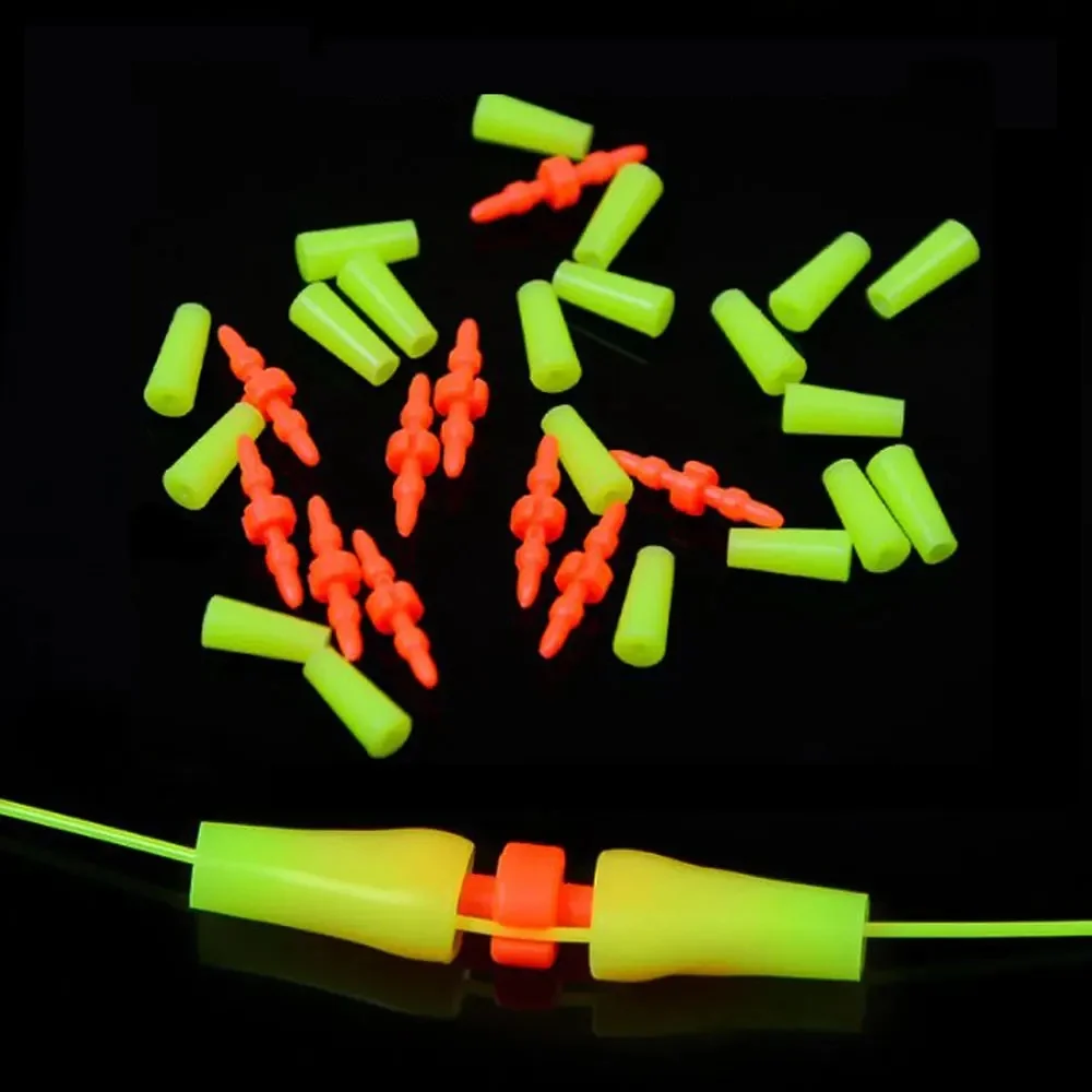 Bouchons de flotteur Bobber jaune Orange, accessoires de matériel de pêche, Clip de pêche en mer, outil de barre Anti-vent 10 pièces