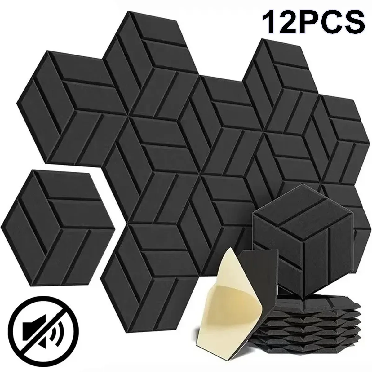 12PCS Self Adhesive Acoustic Foam Panels 12