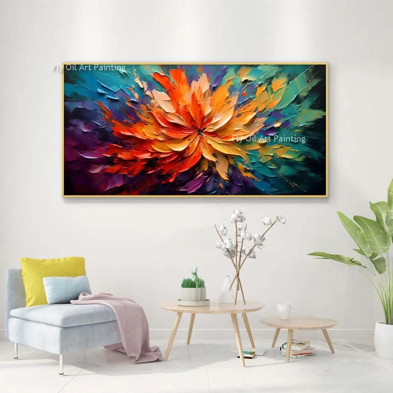 

Abstract Colorful Flower Knife Thick Oil Painting Hand Painted Abstract Modern Floral Digital Artwork For Home Decor Unframed