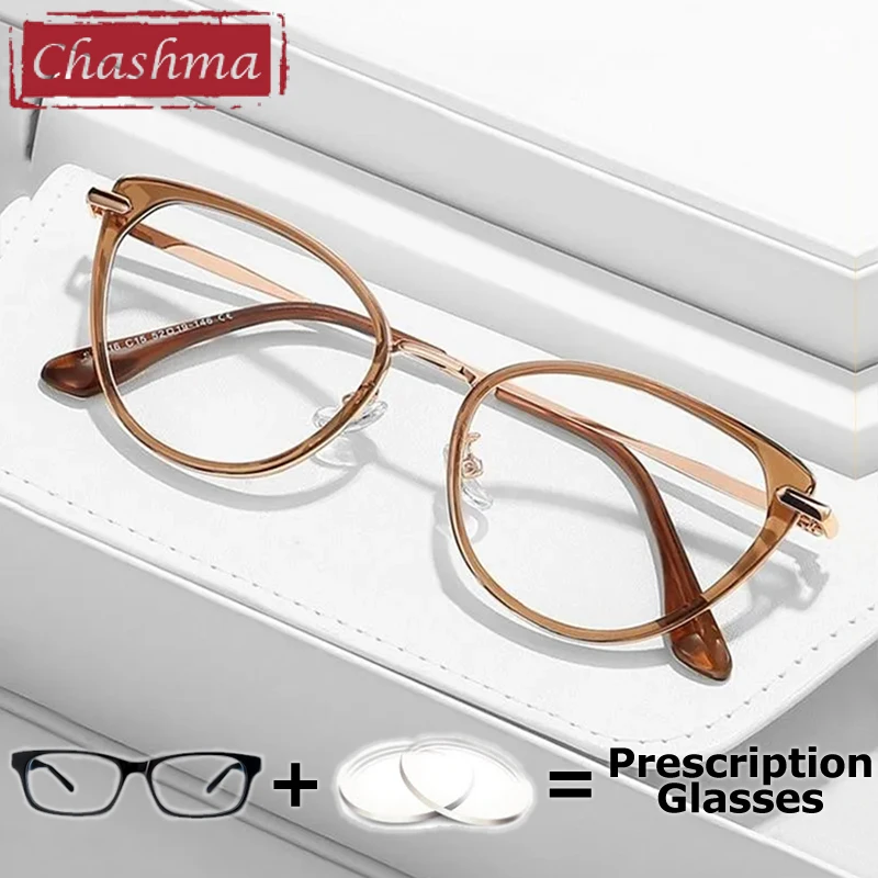 

Chashma очки по рецепту женские кошачий глаз близорукость модные пластиковые титановые оптические очки для чтения с рецептами синий световой блок
