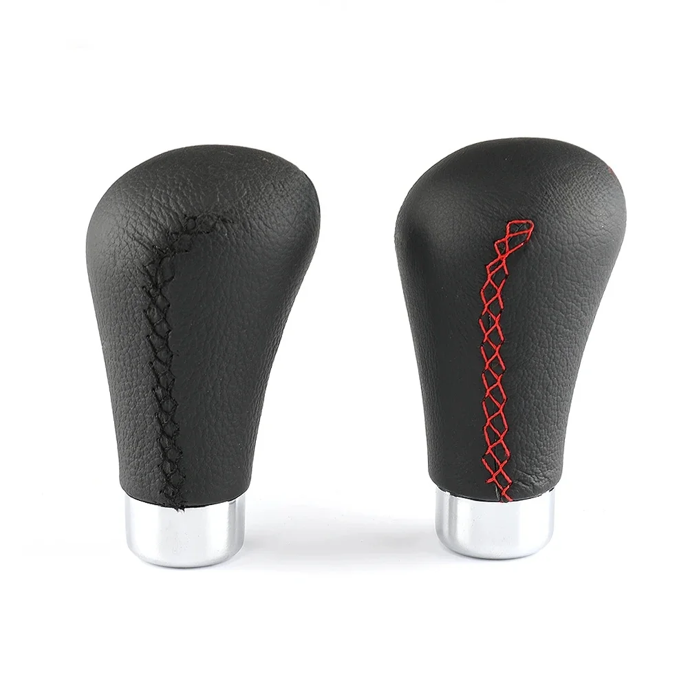 Universal Manual Leather Red/Black Stitch Car Gear Stick Shift Knob Shifter Lever Pen Replacement Gearstick Car Interior Parts
