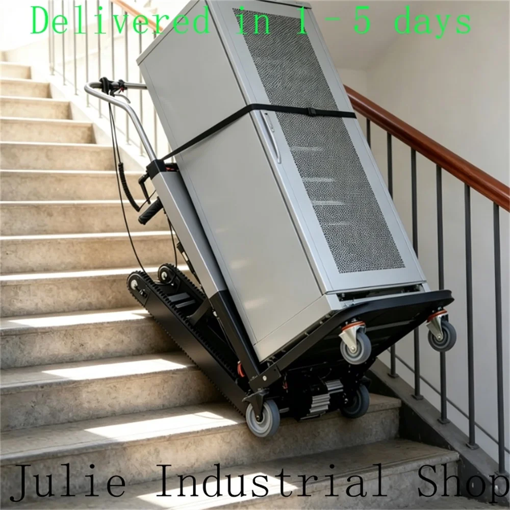 Chariot élévateur électrique S3MAX pour escaliers — conçu pour déplacer de gros appareils électroménagers, du mobilier et des matériaux de qualité industrielle, avec une autonomie de batterie permettant de franchir 150 marches d'escalier.