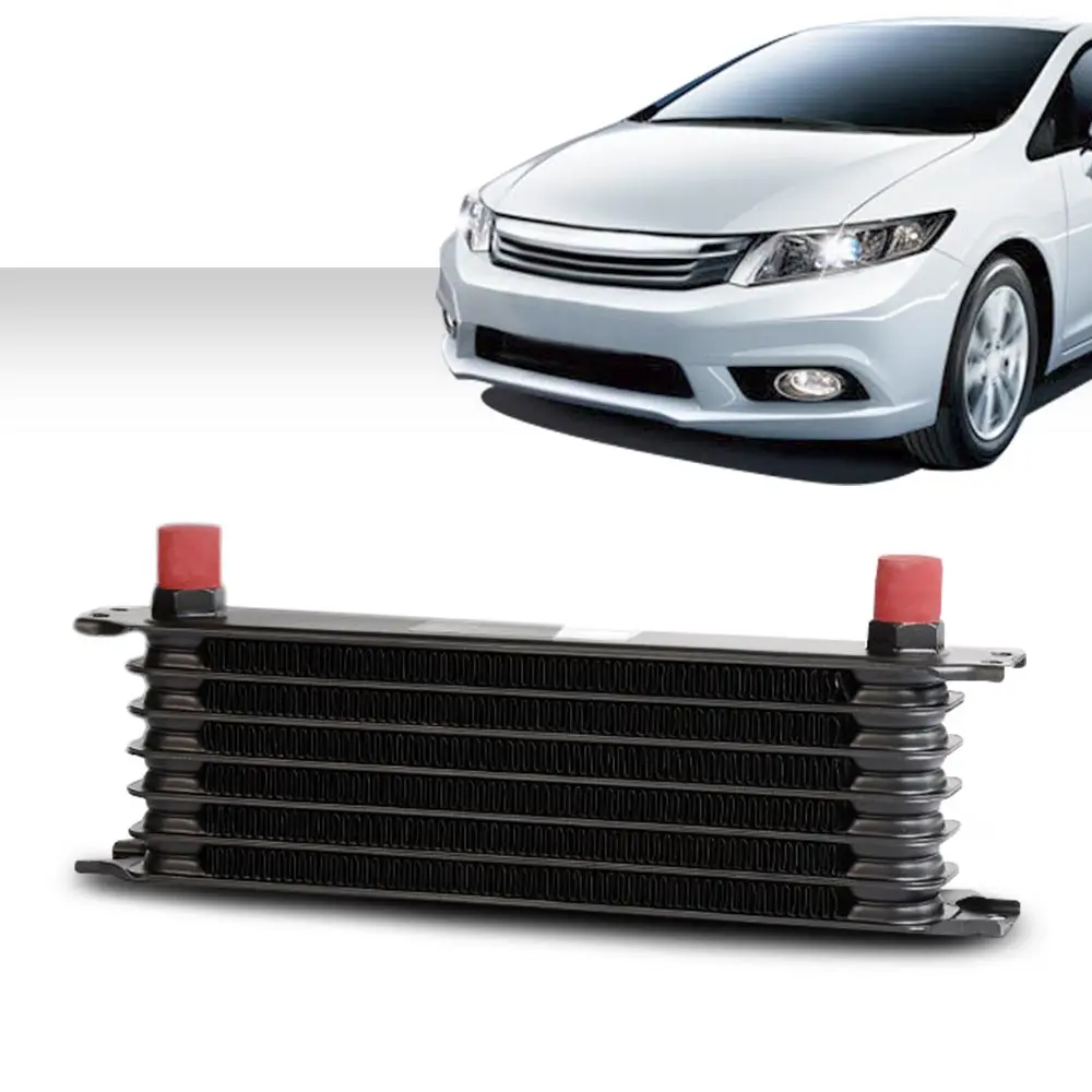 

7 Row An10 Transmission Oil Aluminum Engine Cooler Fit for Vehicle Universal Aluminum Black