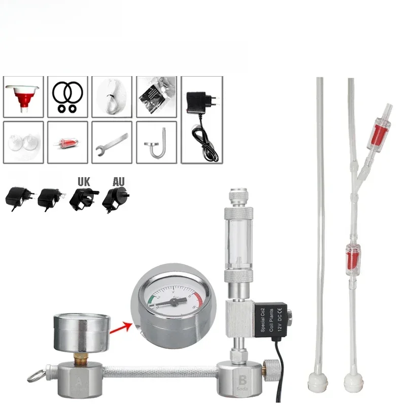 ZRDR Aquarium DIY CO2-generatorsysteemkit CO2-generator, bubbeltellerverspreider met magneetventiel, voor / aquatische plantengroei - afbeelding 2