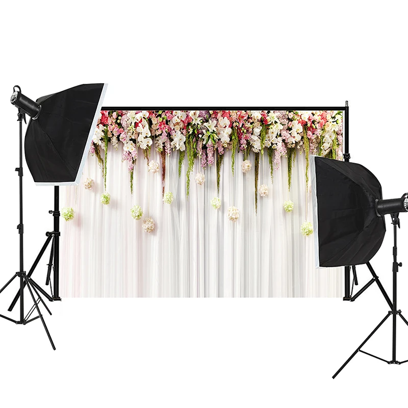 Flower Wooden Wall Photography Backdrop Floral Wood Photographic Photo Background Studio Shooting Prop Poster Wedding Decoration