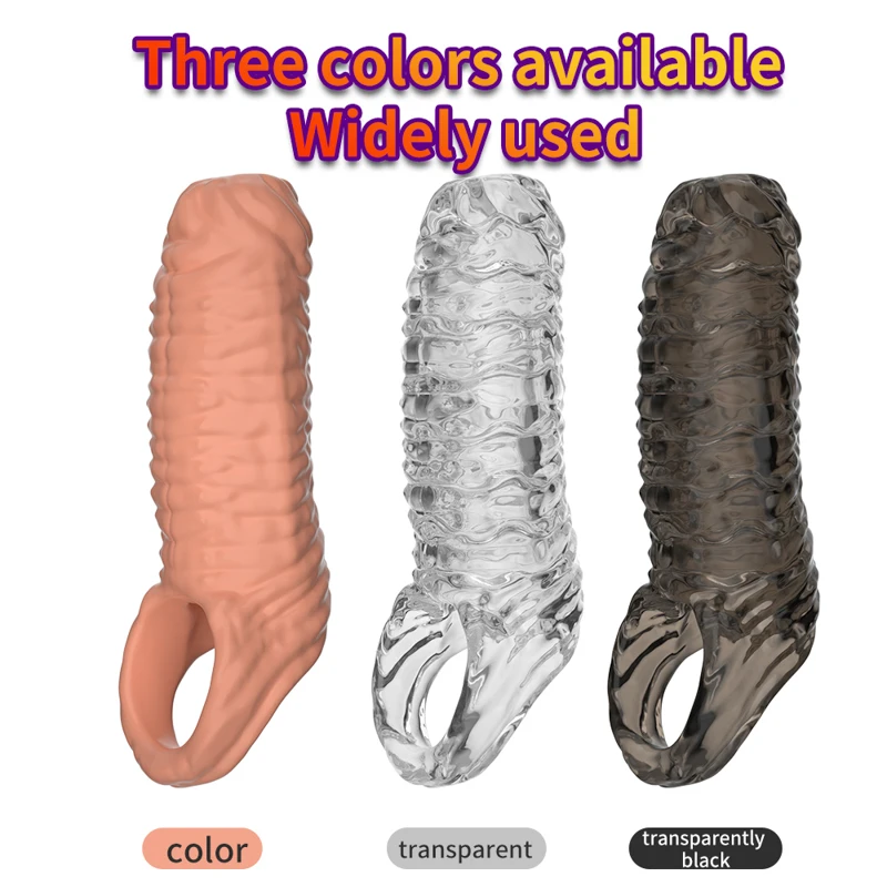 Male Realistic Penis Sleeve Extender Cock Sleeve Dick Enlargement Delay Ejaculation Cock Ring Reusable Condom Sex Toys For Men