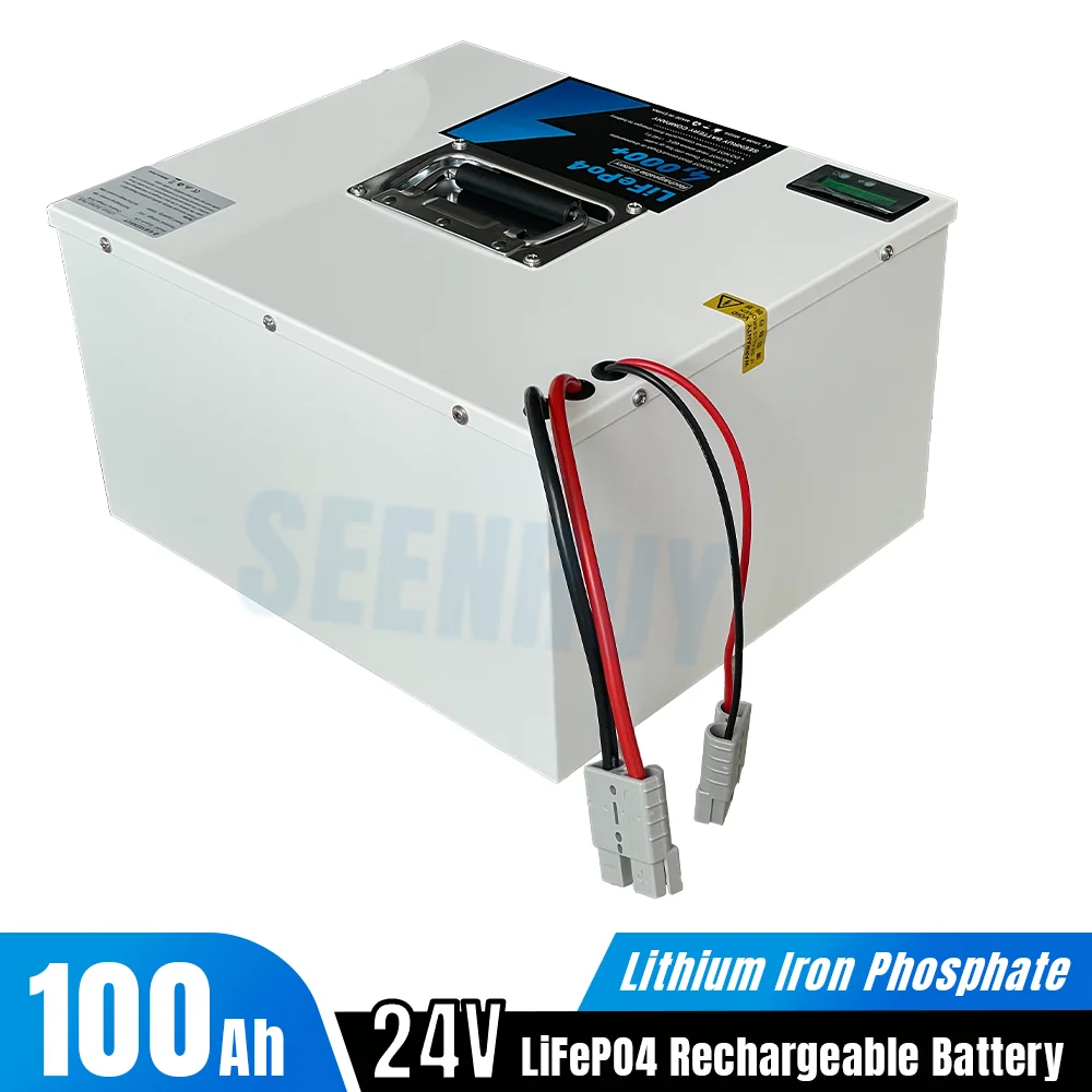 24V 100Ah LiFePO4 Battery Lithium Iron Phosphate Built-in BMS Optional Bluetooth for AGV Robot Solar Energy RV Floor Washer