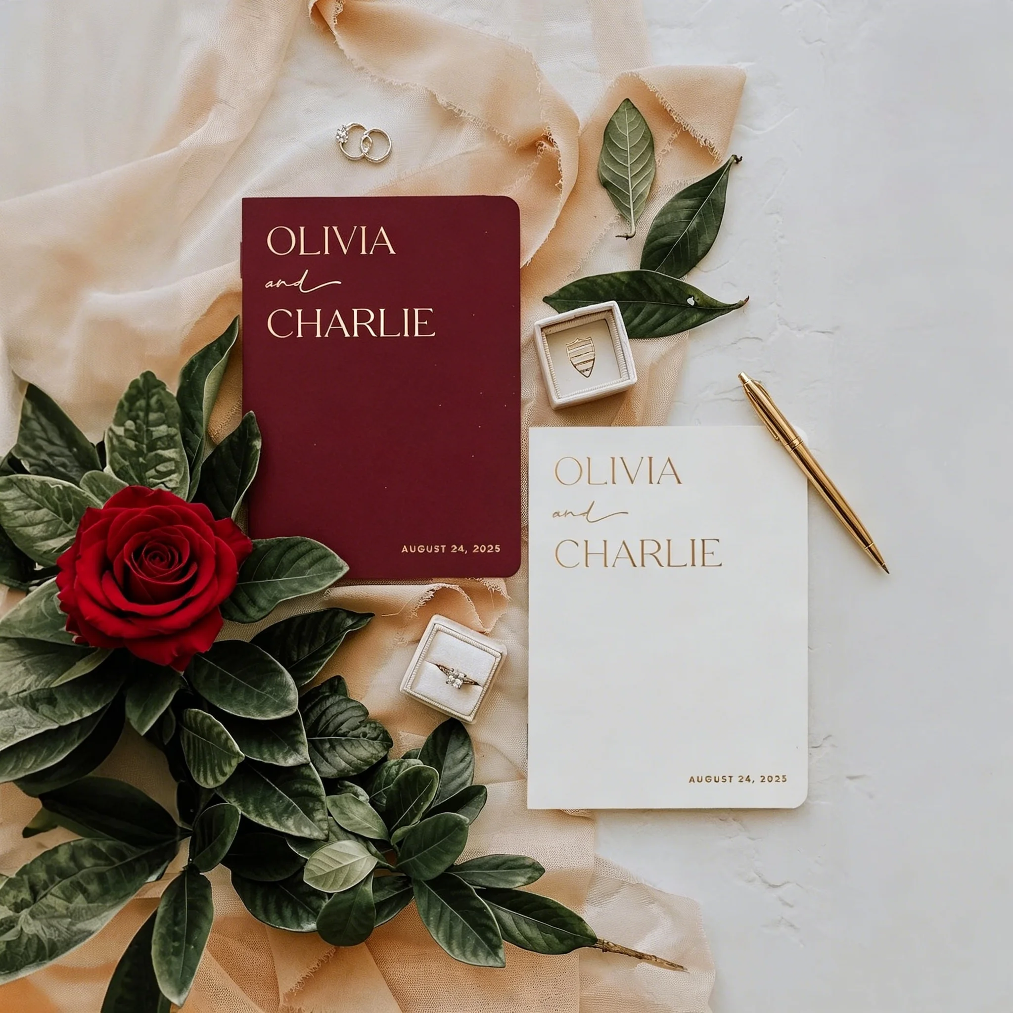 

Personalized Joshua Tree Wedding Vow Books Gold Foil Vow Booklets for Bride Groom Vow Renewal