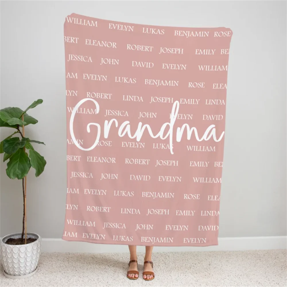 Custom Grandma & Grandpa Blanket, Personalized Family Name Blanket, Birthday Vacation Gif, Baby Blanket, Christmas Gift