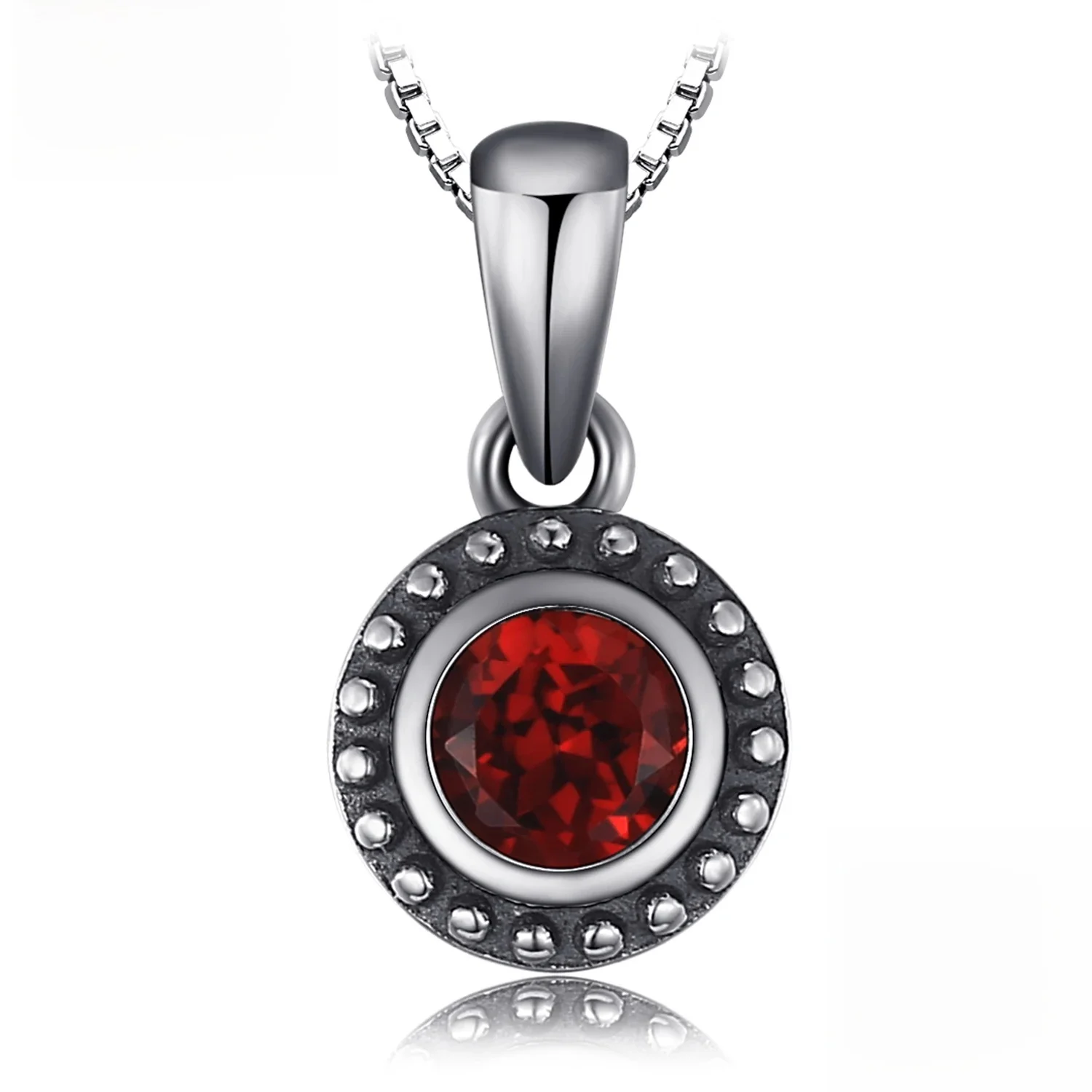 JewelryPalace Vintage 5mm prawdziwy granat 925 srebro naszyjnik dla kobiet moda biżuteria z kamieniami szlachetnymi bez łańcuszka — zdjęcie 2