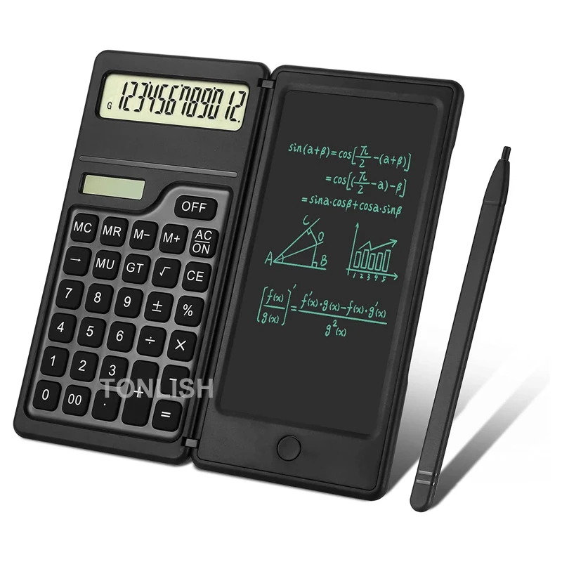 TONLISH 12-digit Standard Function Desktop Calculator Solar and Battery Dual Power Folding Scientific Calculator