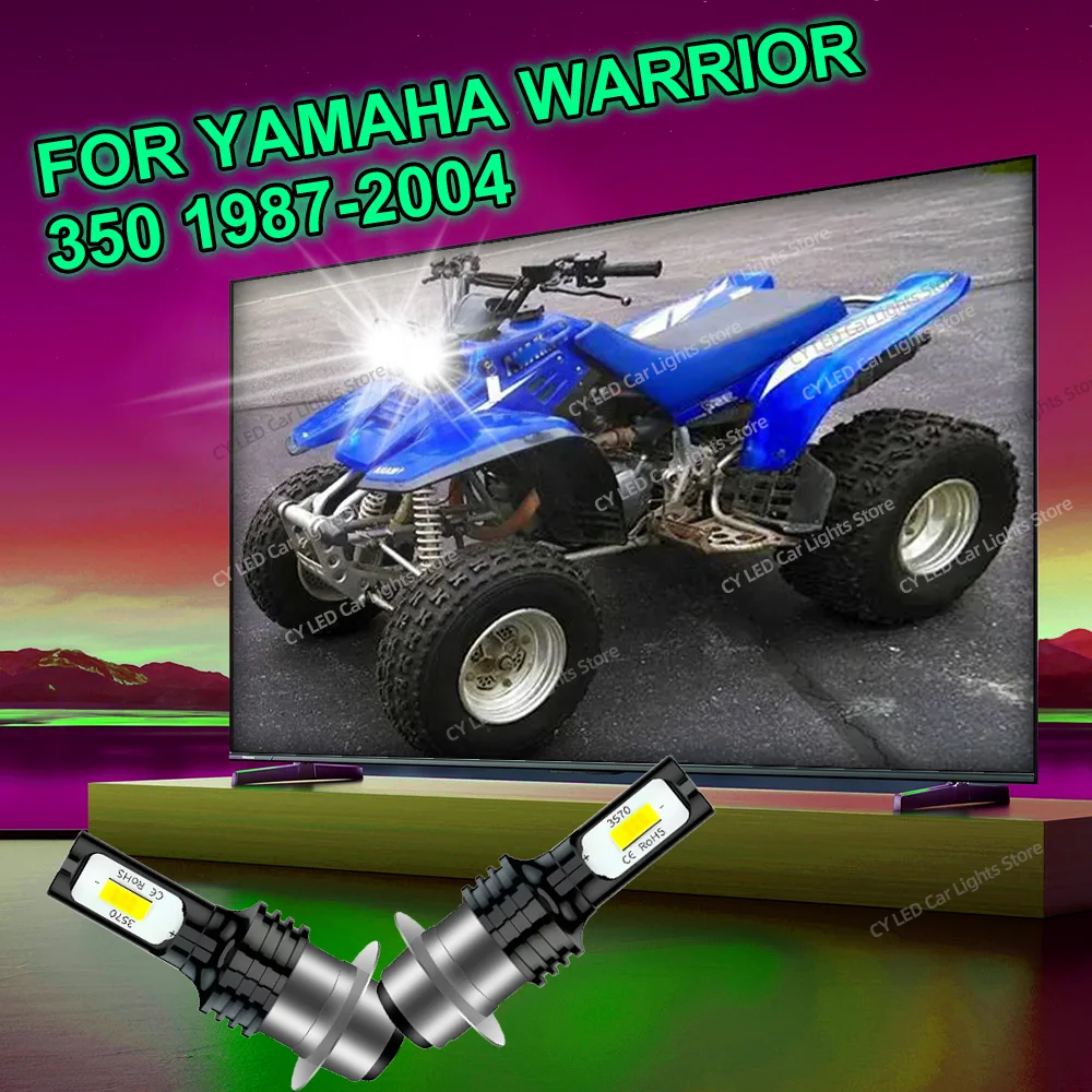 2Pcs 12V Motorcycle 80W LED Headlight Bulbs 6000k for Yamaha Warrior 350 1987-2004 1998 1999 2000 2001 2002 2003