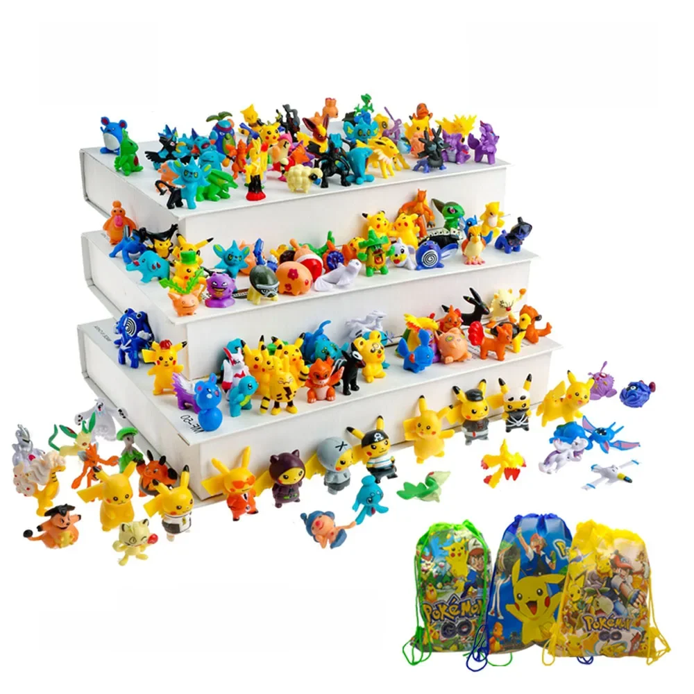 Pokemon Mini figurki 2-3CM Anime akcja Pikachu 24-144 nie powtarzający się zabawkowy model Kid zbieraj lalki prezent urodzinowy podaruj pokémonów torba — zdjęcie 2
