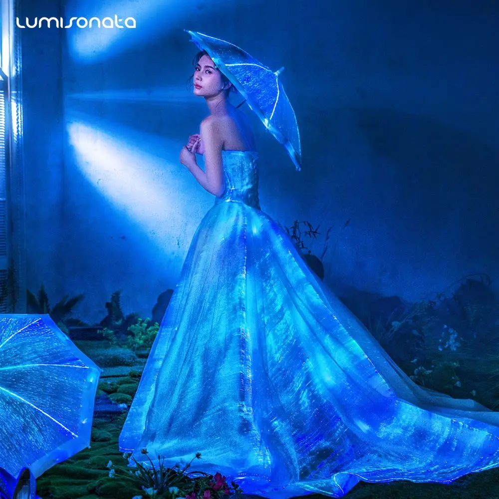 Lumisonata Evening Dresses Luminous Fiber Optic Dresses For Women 2022 Glow in the Dark Light Up Gown For Wedding Party