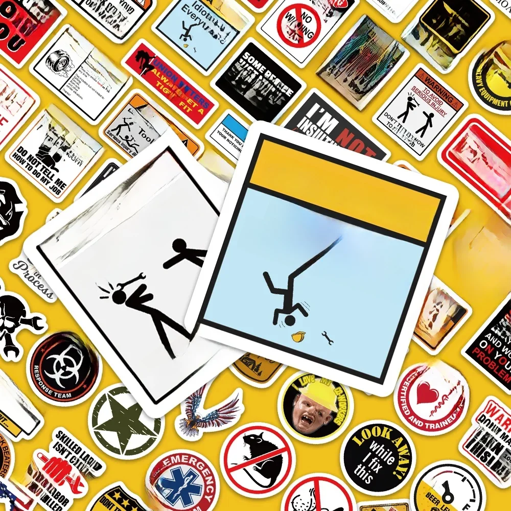 AliExpress NONE 98PCS brand logo fun safety helmet stickers motorcycle car tools construction workers helmet decoration laptop bicycle stickers