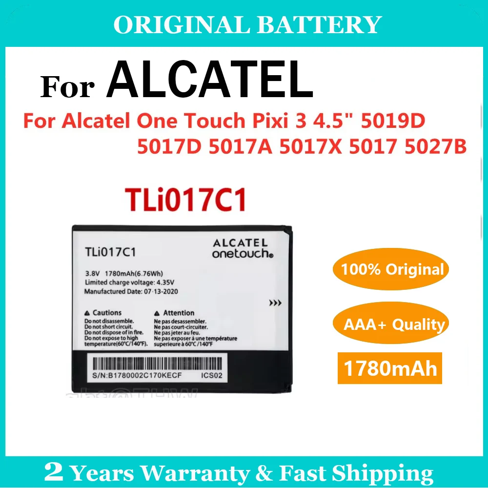 100% Original 1780mAh ALCATEL TLi017C1 Battery For Alcatel One Touch PIXI 3 4.5