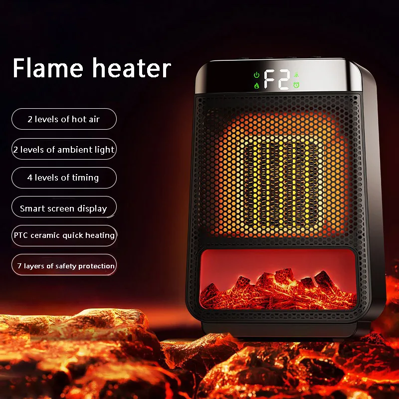 1500w chama portátil aquecedor elétrico portátil desktop ptc ventilador de aquecimento ventilador ar quente para escritório doméstico mini espaço aquecedor