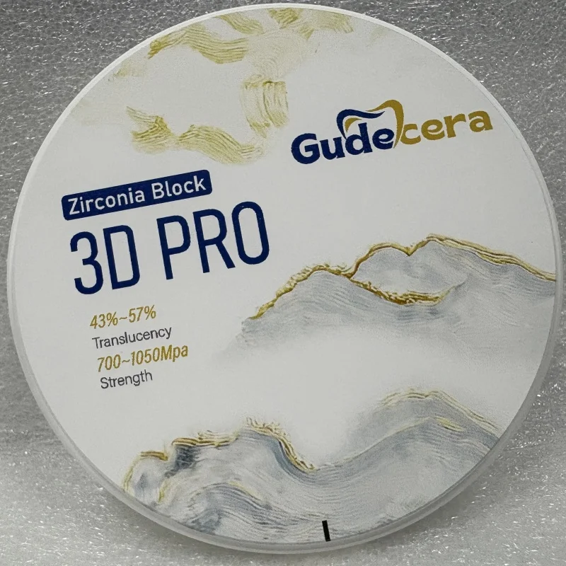 Gudecera Dental Material Zirkonoxid-Mehrschichtblock 98 mm Offenes System 3D PRO Mehrschichtige Zirkonoxidscheibe 20 mm Cad Cam Dentallabore