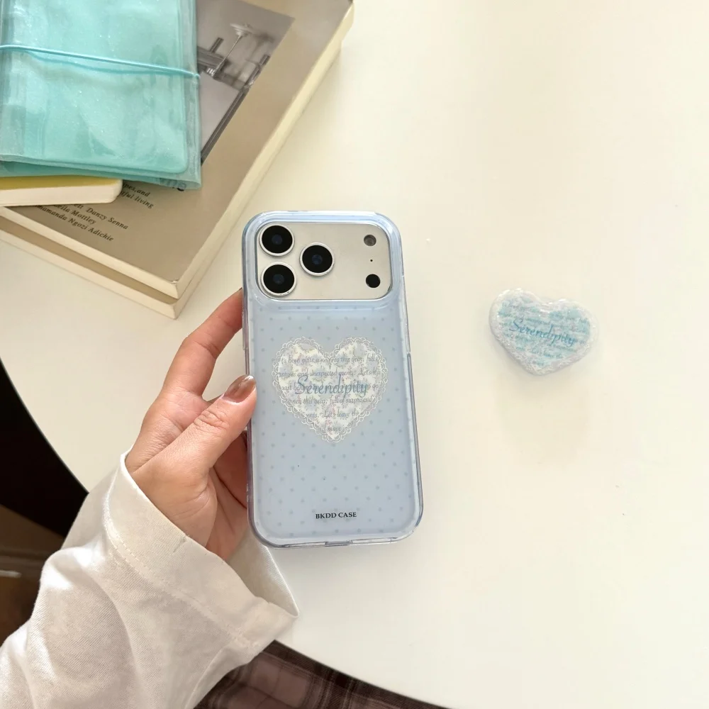 

Fresh and cute polka dot love with magnetic holder mobile case suitable for iPhone13/15/14/16/17Pro Max shockproof protect case