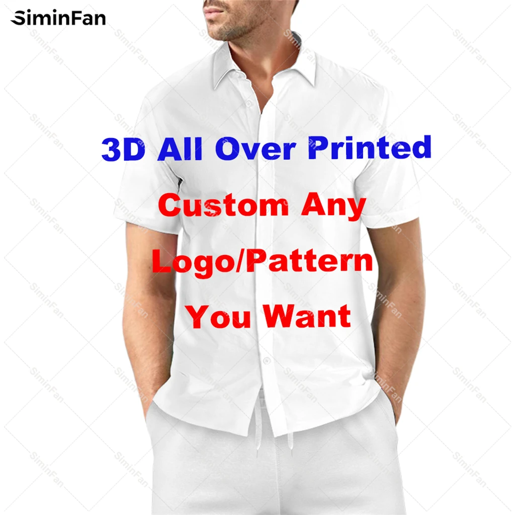 Custom Your Pattern 3D Printed Hawaiian Cuban Shirts Men Summer Camisa Male Tshirts Female Top Unisex Tee Streetwear Wholesale