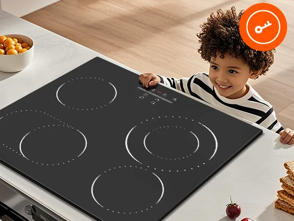 Kochfeld Plakette Vitrocéramique 4 Feux, Tisch de Cuisson électrique Encastrable 60 cm, 6600 W, Zone erweiterbar für gril – Detail 5