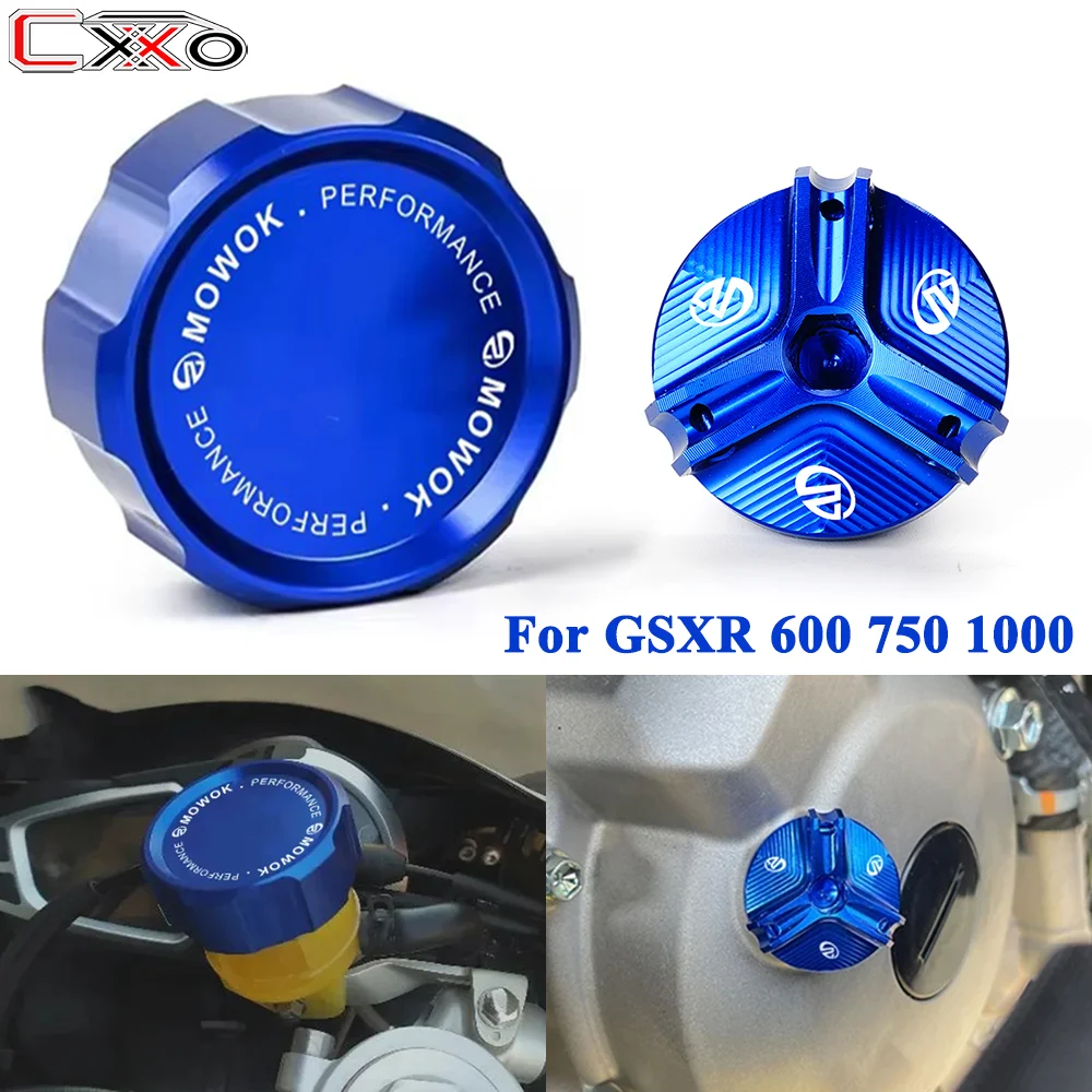 CNC 오토바이 프론트 브레이크 유체 저장소 커버, 엔진 오일 필러 캡, 스즈키 GSX-R 600 GSXR 750 GSXR 1000 R/X 2003-2023