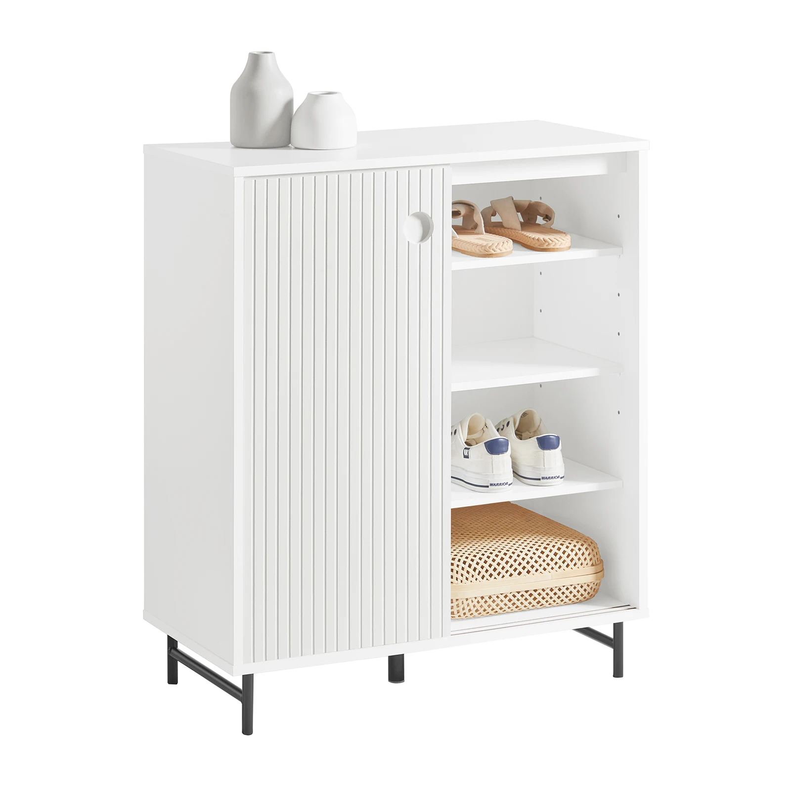 SoBuy FSB62-W armario para zapatos armario de cocina aparador puertas correderas tocador armario lateral armario de almacenamiento