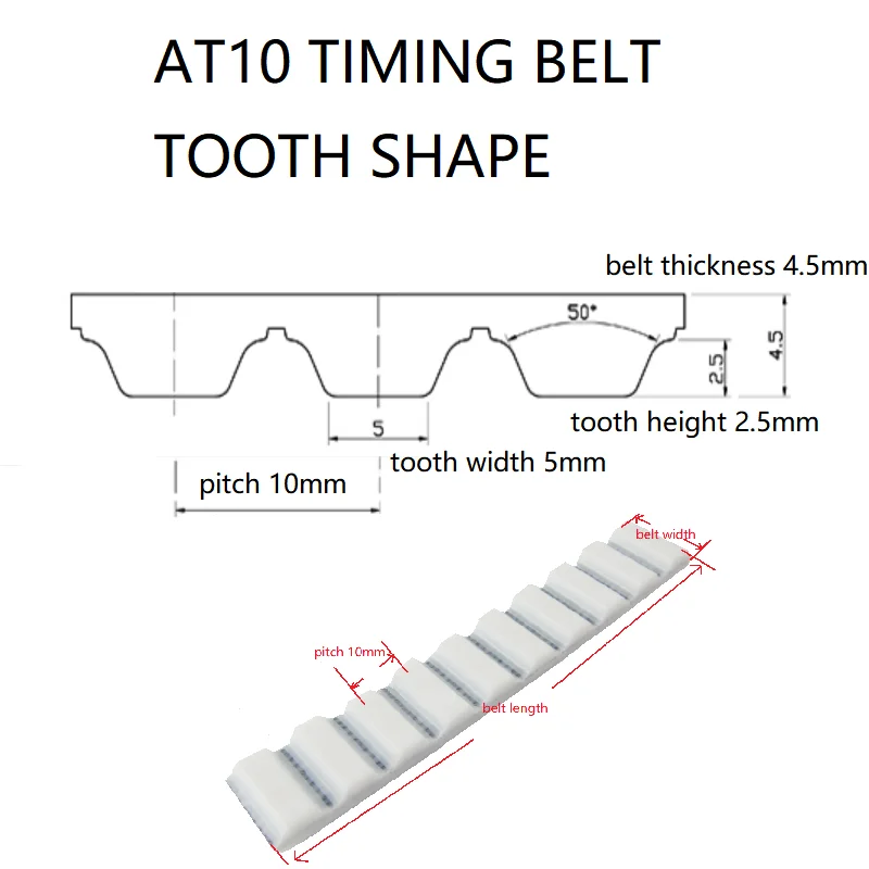 

AT10 Polyurethane Transmission Conveyor Timing Belt Open Ended With Steel Cord width 10mm/15mm/20mm/25mm/30mm/40mm/50mm