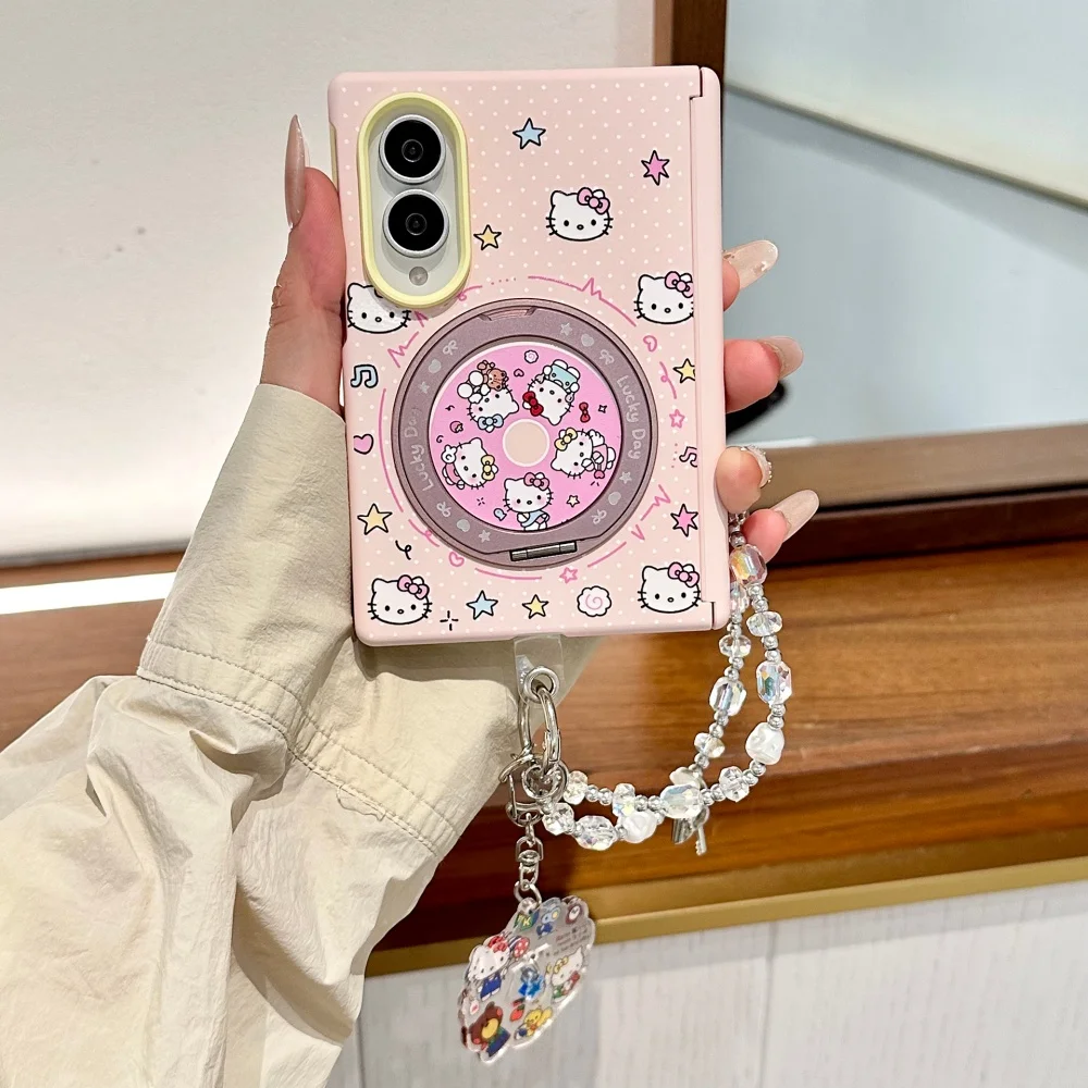 Kawaii Sweet Cartoon Cat Magnetic Phone Case for Samsung Galaxy Z Fold 8 Fashion Shockproof Protective Cover with Magsafe Holder