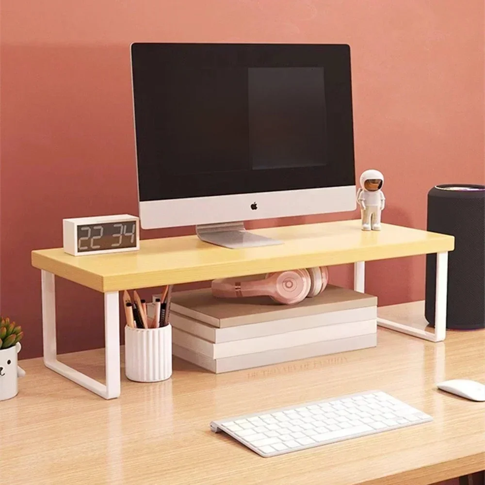 Étagère surélevée pour support de moniteur – Mini support de bureau en bois, support pour ordinateur portable et support de rangement, accessoire parfait pour le bureau et la maison